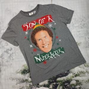 Elf Son of a Nutcracker T-shirt Gray Graphic Christmas Buddy size Large